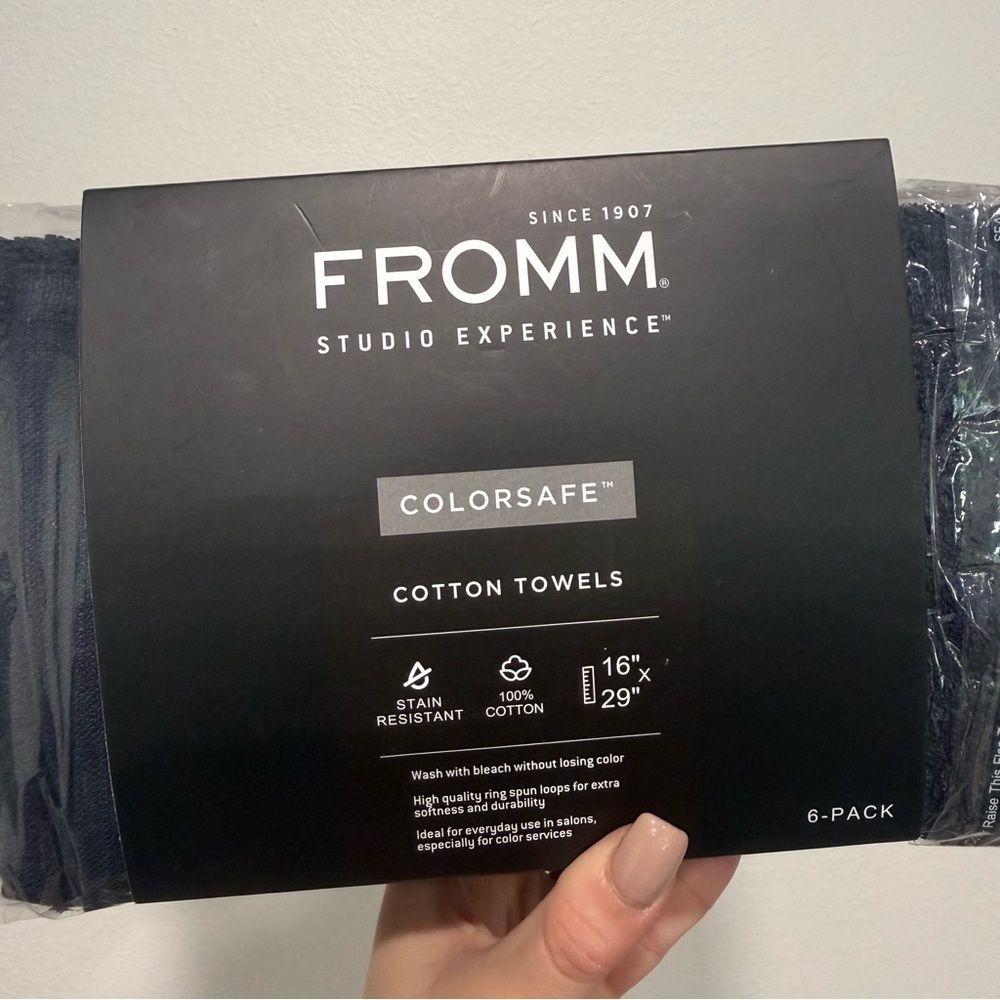 Fromm ColorSafe Black 100% Cotton Towels 6 Pack - Picture 2 of 5